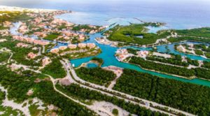 aerial view of puerto aventuras, riviera maya, mexico