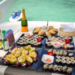 japanese fusion menu made by a private chef onboard a luxury private yacht in puerto aventuras, playa del carmen, riviera maya, mexico