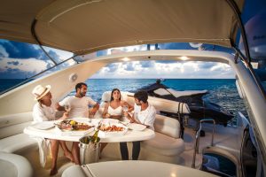 luxury yacht meal riviera maya