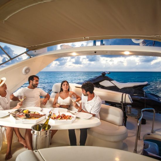 luxury yacht meal riviera maya