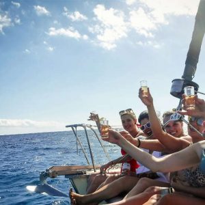 bachelorette party on a boat riviera maya catamarans
