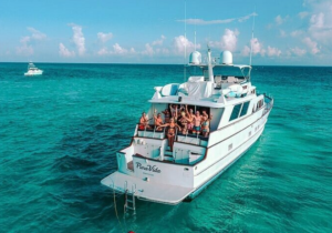 Wedding group on a yacht riviera maya