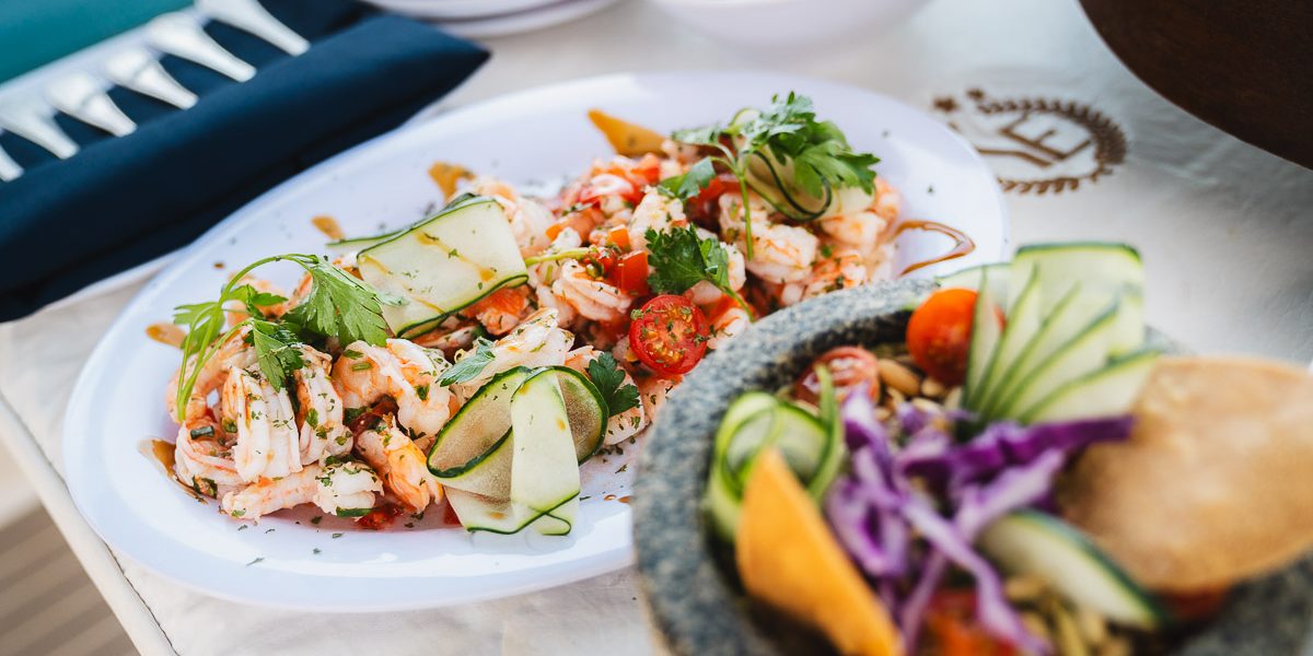 Ceviche on a yacht rental in Cancun