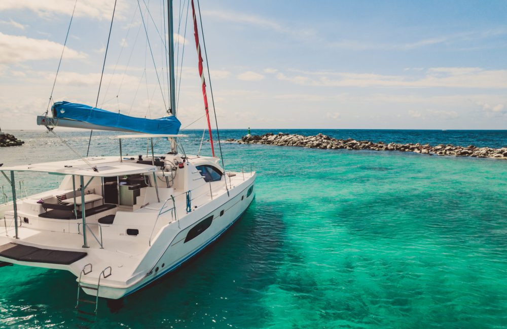 Luxury private catamaran rental in playa del carmen, riviera maya, mexico.