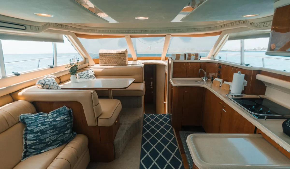 Interior of Searay yacht and cancun boat for rent