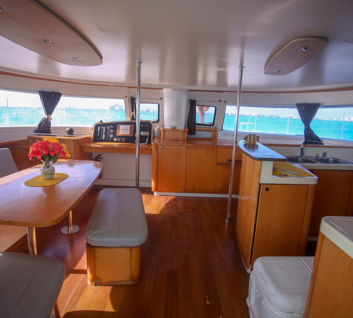 inside luxury catamaran rental cancun
