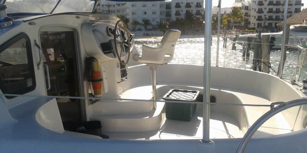 back seat view of catamaran for rent in cozumel mexico