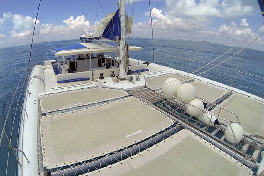 nets of sea passion catamaran for rent in cancun and isla mujeres tour